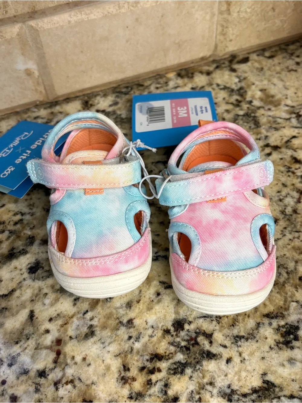 Stride Rite Kids Tie-Dye Sandals in Pink, Blue & Peach